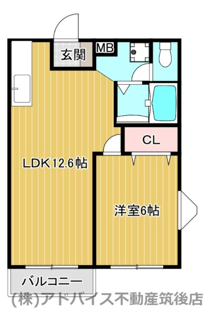 筑後市大字熊野のアパートの間取り