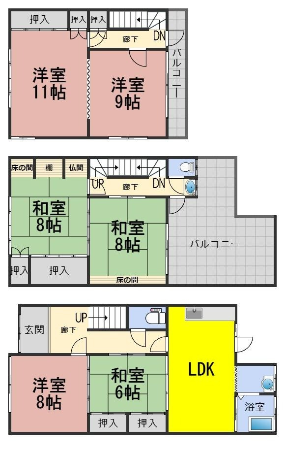 ５９０６８　岐阜市加納東陽町中古戸建ての間取り