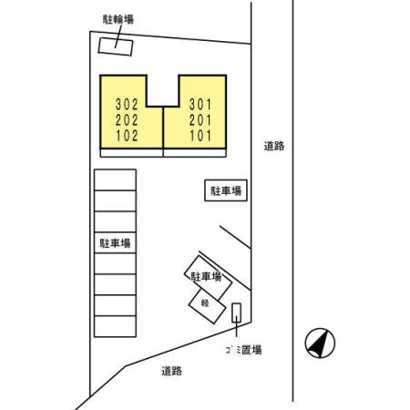 熊本市中央区保田窪１丁目のアパートの区画図