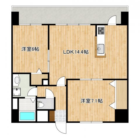 熊本市中央区京町本丁の賃貸マンションの間取り