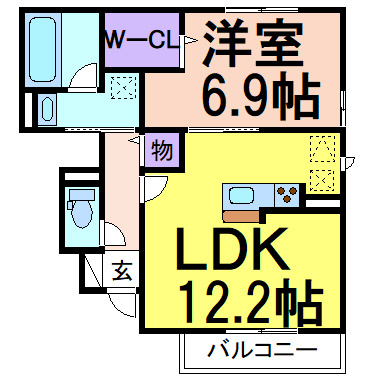 ヴィラ レガーロ　Ｂの間取り|掲載写真は同建物・反転タイプのお部屋です。現況とは異なりますのでご了承願います。
