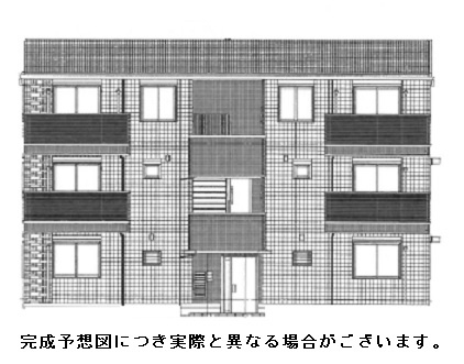 熊本市西区島崎２丁目のアパートの外観パース