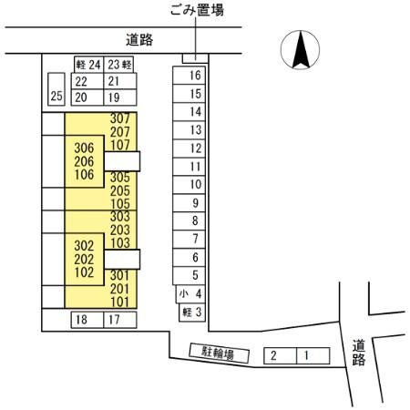 熊本市中央区国府３丁目のアパートの区画図