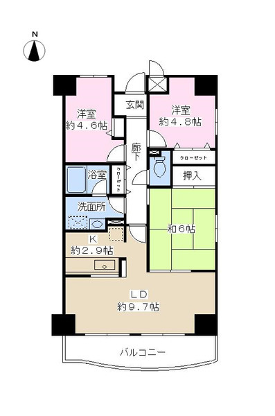 大阪市鶴見区鶴見３丁目の賃貸マンションの間取り