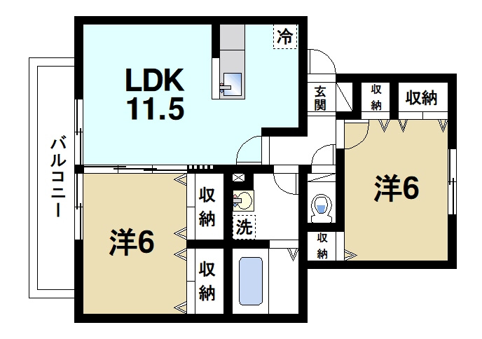セレッソ　パティオの間取り|2LDKの間取り