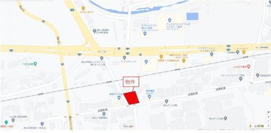 津山市二宮　貸土地　210坪の地図