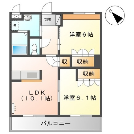 熊本市北区麻生田４丁目のアパートの間取り