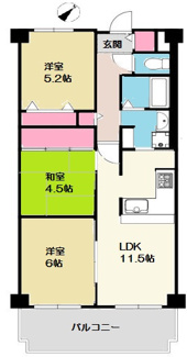 【間取り】 | ジャルダン宝塚中山台弐番館B棟 | 新婚様からファミリー様まで幅広くおすすめの間取りです♪