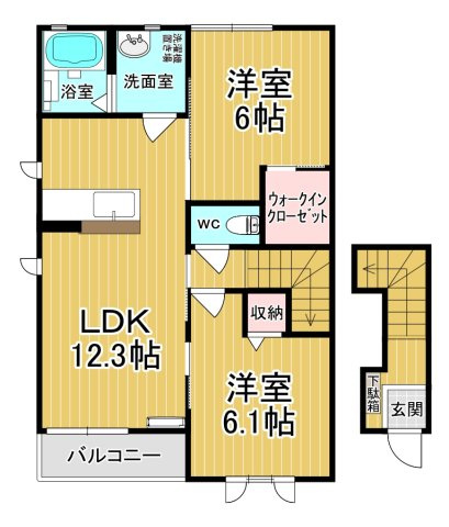 【間取り】 | ラ・フォルトゥーナ C | カップルさんにオススメのお部屋です♪
