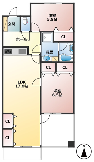 【間取り】 | デュオ柏原2号棟