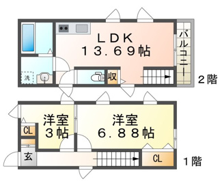 【間取り】 | 高丸3丁目賃貸戸建