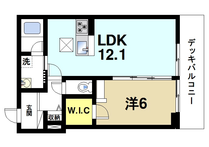シャーメゾンＦＵＪＩＭＯＴＯⅡの間取り|1LDK