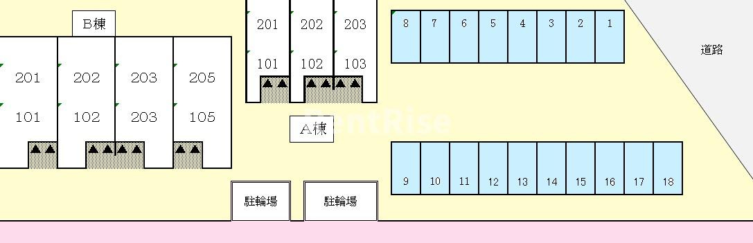 パークサイドゆうぎりＢの区画図|駐車場