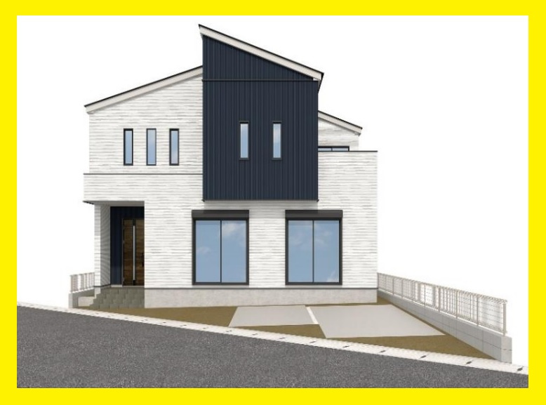 越谷市南越谷新築戸建て2棟現場　豊かな自分らしい家-Ricca-の外観パース|1号棟の外観パースです♪