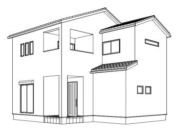 【外観パース】 | 伏見区桃山町大島　建築条件付き　土地 | 【外観パース図】『ゆいホーム専属工務店』の建築の場合※ご希望の間取りや仕様をご相談下さい！