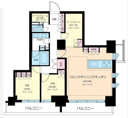 千代田区五番町の賃貸マンションの間取り