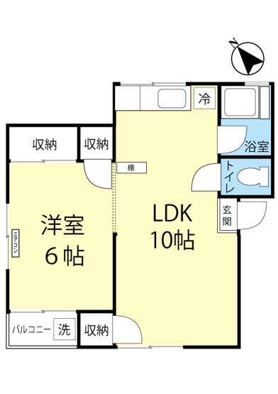 【間取り】 | 小吉ビル | 1LDKタイプはキッチンと寝室を分けたい方におすすめです☆なんと言っても最上階・角部屋・全室二面採光なのが嬉しい♪