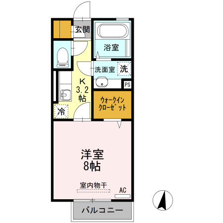 熊本市西区春日４丁目のアパートの間取り