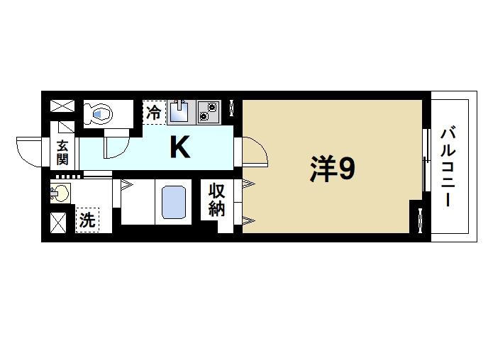 ウエストメゾンＡの間取り|お一人暮らしにピッタリの1Ｋのお部屋です。