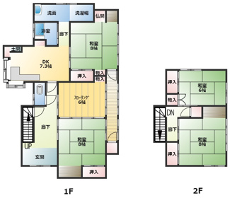 【間取り】 | 大館市柄沢字狐台・中古住宅