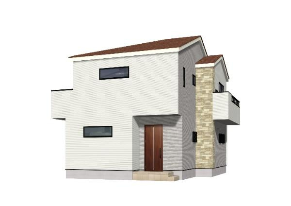 【保土ケ谷区境木本町29-16新築戸建て】★仲介手数料無料★（境木小学校・境木中学校）の外観パース|公園が目の前の緑豊かな住環境の新築戸建です。