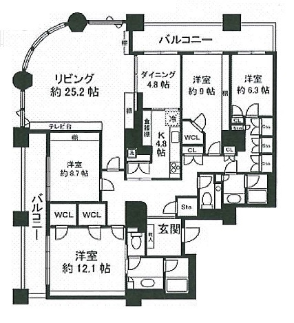 中央区佃１丁目の賃貸マンションの間取り