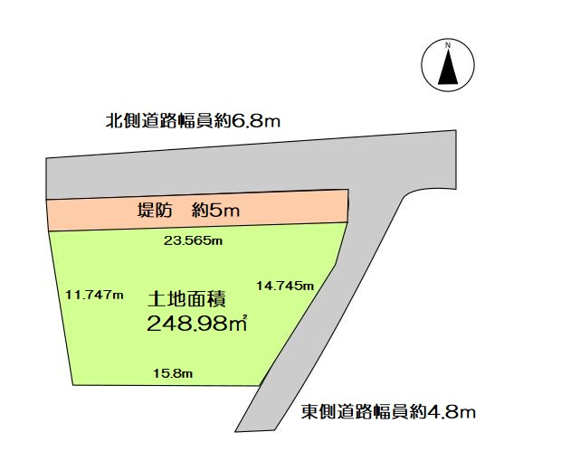 【土地図】 | 一宮市木曽川町玉ノ井字新屋敷二ノ切土地 | 土地面積：251.71㎡（約76坪）と広いので、お庭、駐車場が確保できます♪