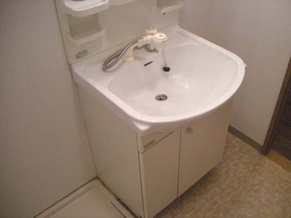 岸和田市田治米町の賃貸マンションの洗面所|忙しい朝には欠かせない洗面所です