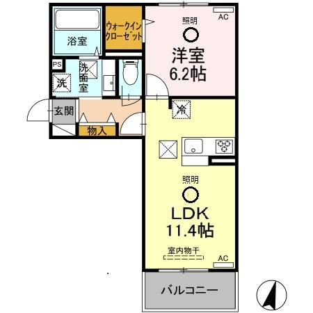 熊本市中央区菅原町のアパートの間取り