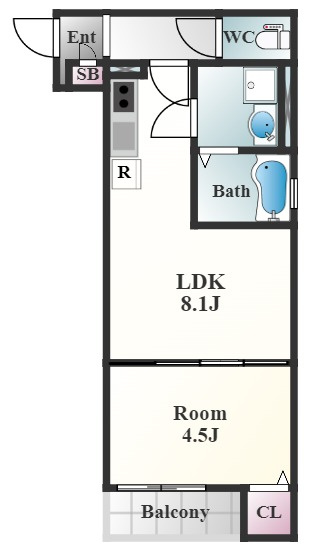 ＰＲＩＭＥ　ＣＵＢＥの間取り|１ＬＤＫ
