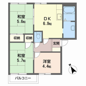 【間取り】 | コスモハイツ弐番館