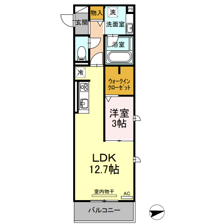 Luna Soleilの間取り|1K間取り