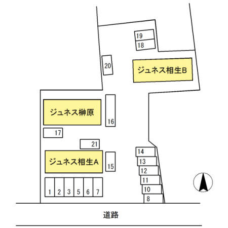 ジュネス相生Bの区画図