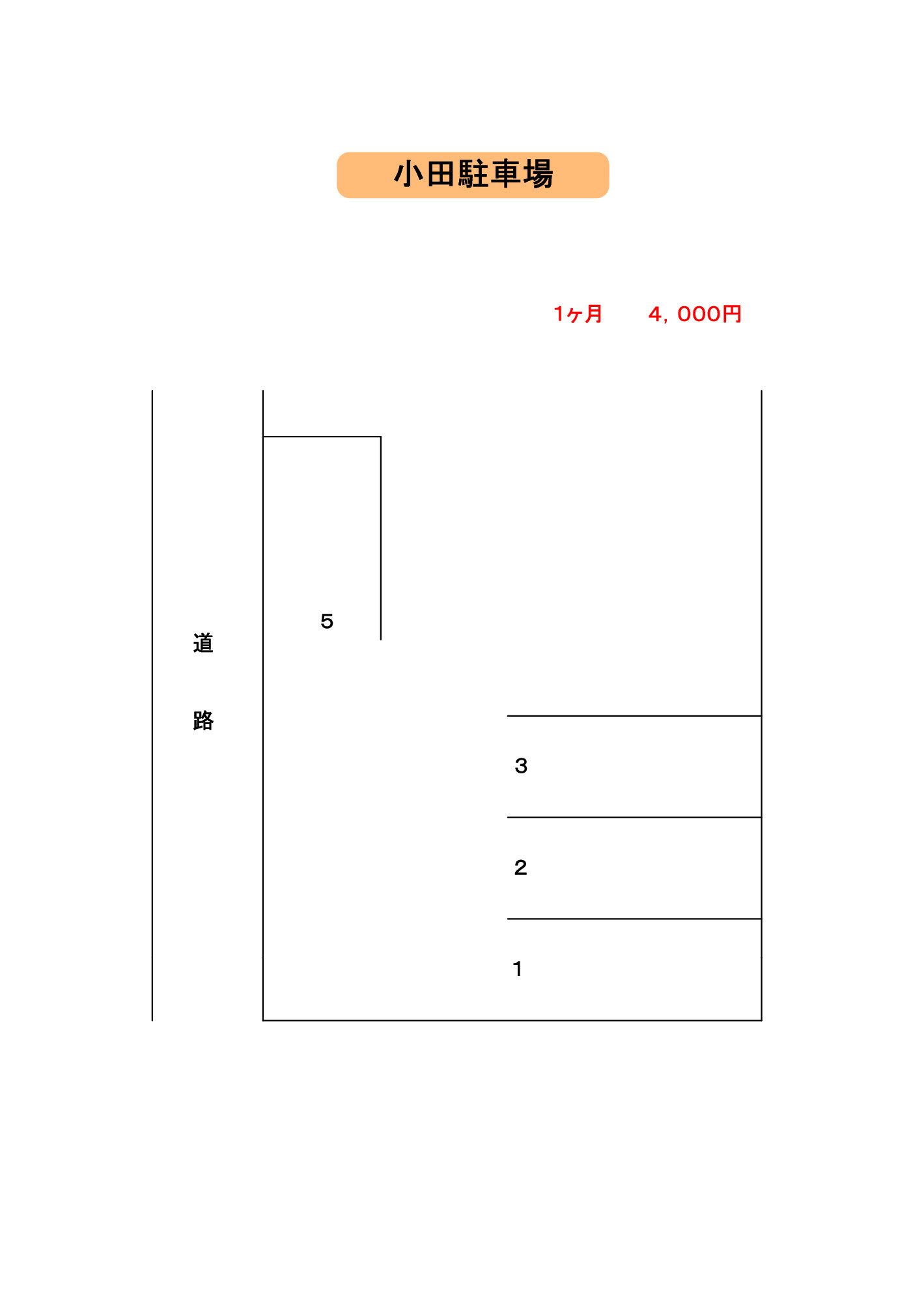 小田駐車場の区画図