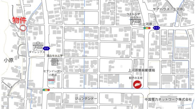 津山市小原　売土地64坪の地図