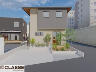 【外観パース】 | 宇治市宇治戸ノ内　売土地　建築条件付き | ・参考プラン価格：2540万（別途外構費264万、造成費88万）　　　　
・建物価格は参考価格になります。
（弊社標準建物30坪で計算した価格です）　　　　　　
・参考プラン延床面積：95.37㎡　