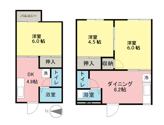 【間取り】 | 沼津市西沢田 売一棟アパート ES04257 | 沼津市西沢田　　間取り一例