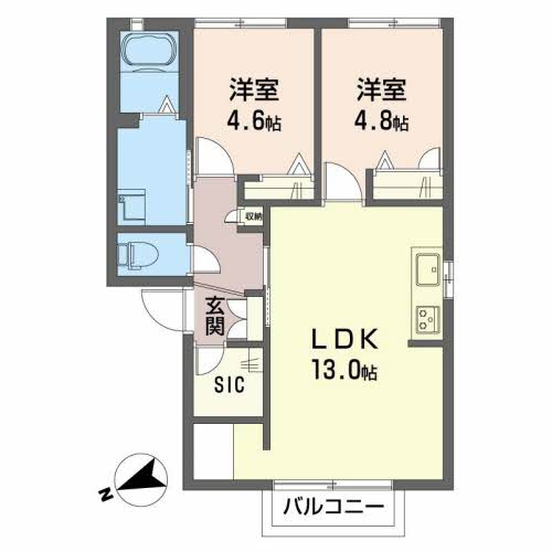 加古川市尾上町口里のアパートの間取り