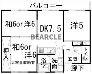 【間取り】 | コーポ弘和 | ６畳間は和室です