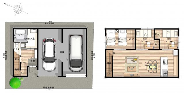 新居浜市若水町2丁目土地建物【1,980】30.41坪　36.26坪の間取り