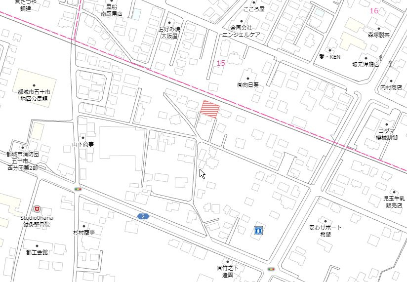 都城市五十町の売地の土地図