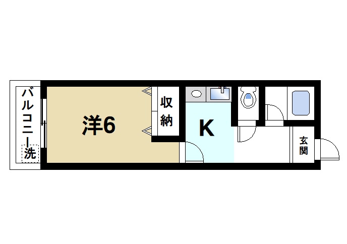 ミユキシティーマンションの間取り|ゆったりと暮らせる1Kの間取りです。