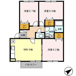 【間取り】 | ラ・プリミエール城東　Ａ