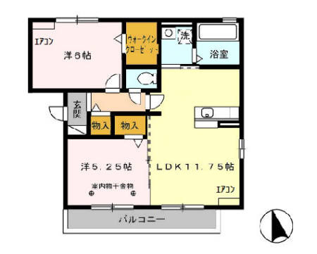 一宮市奥町字下川田のアパートの間取り