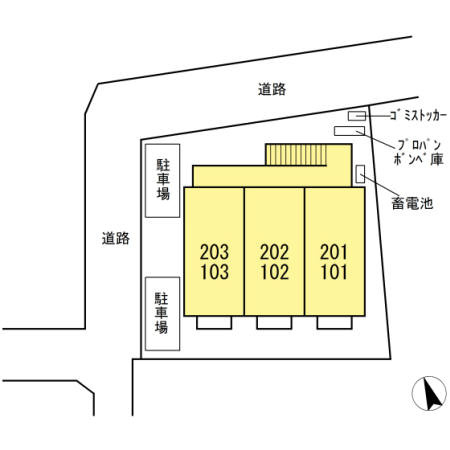 熊本市中央区子飼本町のアパートの区画図