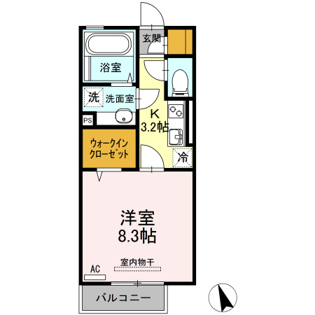 熊本市中央区子飼本町のアパートの間取り