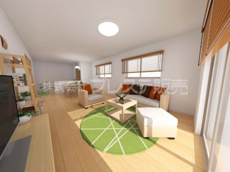 【居間・リビング】 | １号地リビング完成イメージ／ＬＤＫは広々18.7帖！