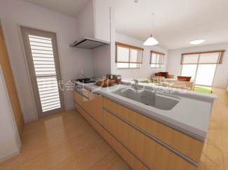 【キッチン】 | １号地キッチン完成イメージ／人気の対面キッチン♪食器洗い乾燥機＆浄水器を標準装備！