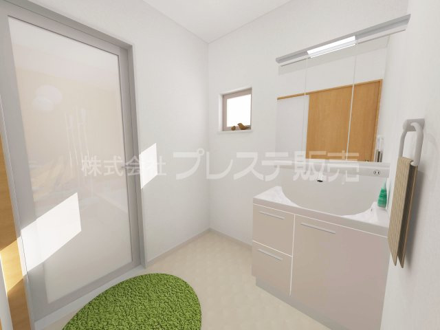 奈良市学園南２丁目の新築一戸建の洗面所|１号地洗面完成イメージ／シャワー付き洗面化粧台