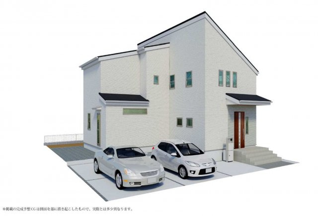 【横浜市緑区上山３丁目34-10新築戸建て】★仲介手数料無料★（上山小学校・中山中学校）の外観パース|住環境に配慮された第一種低層住居専用地域のお住まいです。